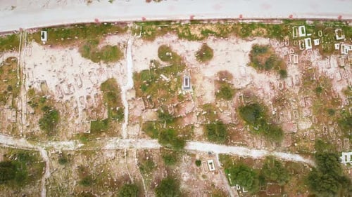 Monuments and tombstones at cemetery. Muslim graveyard