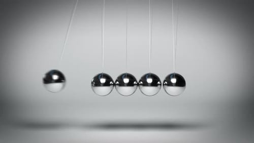 Bouncing Newton's Balls against Gray Background Seamless Loop