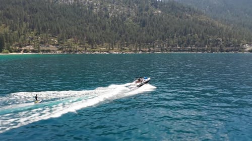 Wakeboarding on a Beautiful Lake in Summer