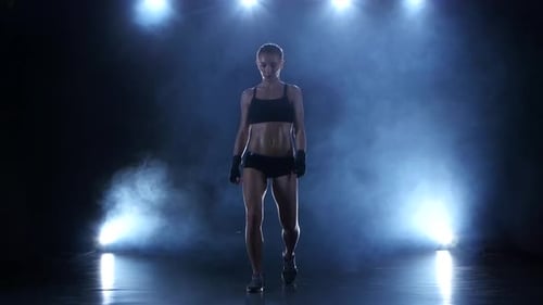 Girl Boxer Workout Before That Enters the Ring