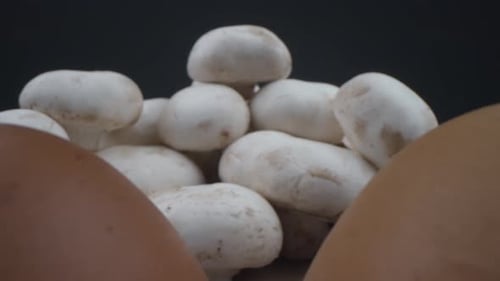 Mushrooms and Eggs Close Up Food Footage
