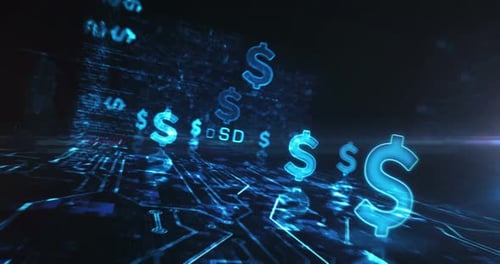 Futuristic Digital Economy Background with Dollar Symbols