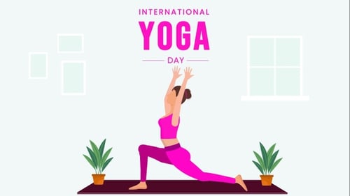 Flat Design Woman Yoga Pose with Text Reveal