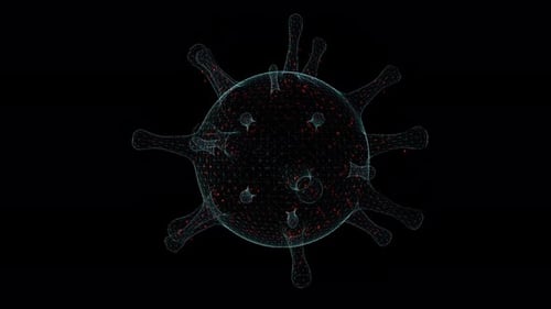 3D Seamless Loop Virus Hologram Wireframe
