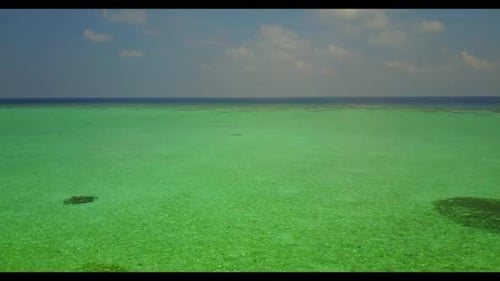 Aerial drone shot tourism of luxury bay beach trip by transparent lagoon and white sand background o