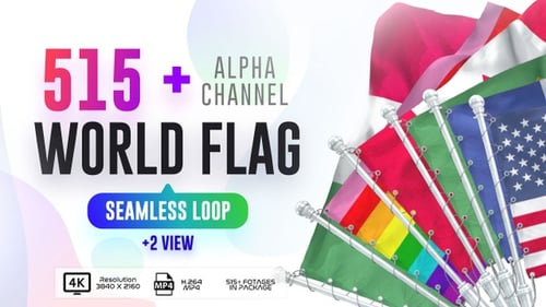 Seamless Loop Animated World Flags Pack