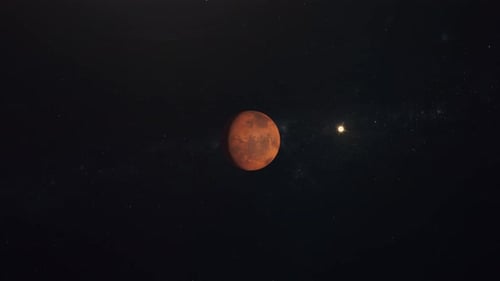 To Mars Surface Spaceship Rocket Approach to Enter in the Atmosphere of the Red Planet for