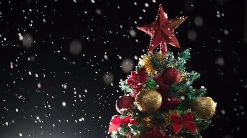 Festive Christmas Tree with Falling Snow