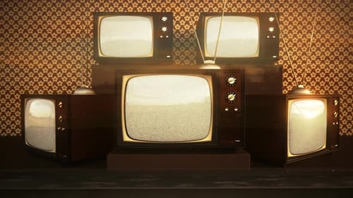 Retro Televisions with Static Screen Background