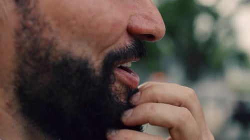 Closeup of a Man's Face Portrait of an Elderly Man with a Beard Closeup of the Lower Part of the