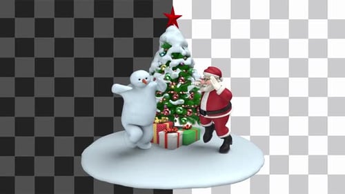 Animated Christmas Characters Dancing Celebration