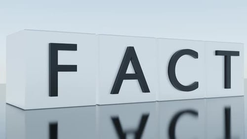 Fact to Fake Word Reveal with Rotating 3D Cubes