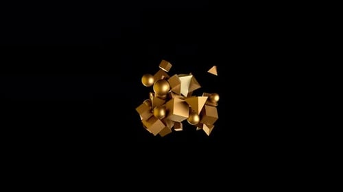 Dynamic Golden Geometric Shapes Abstract Animation