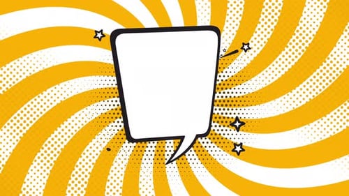 Animated Pop Art Speech Bubble with Halftone Background
