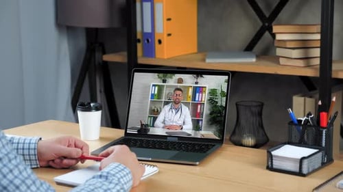 Remote Doctor Visit via Laptop Screen Telemedicine