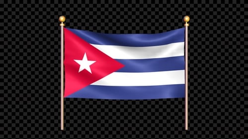 Realistic Waving Cuba National Flag Seamless Loop On Pole