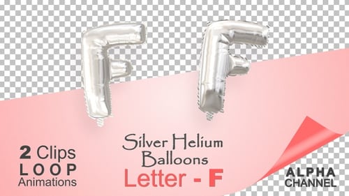 Silver Letter F Foil Balloon Floating Animation