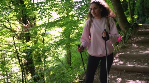 Active Lifestyle of Youth Travelling in Nature Hiking and Backpacking in Forest