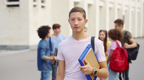 College Student Portrait Standing on Campus