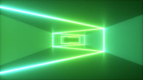 Seamless Loop Green Neon Light Tunnel Abstract Background