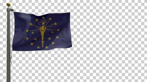Realistic Indiana State Flag Waving on Transparent Background