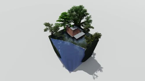 Isometric beach and ocean waves
