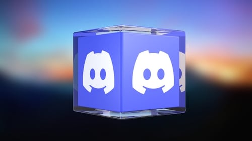 Modern 3D Glassy Discord Logo Cube Rotation Animation