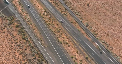 A Highway in New Mexico Along the Desert Landscape of American Country