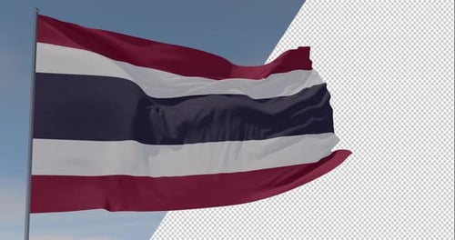 bandera Reino de Tailandia patriotismo libertad nacional, bucle continuo, canal alfa