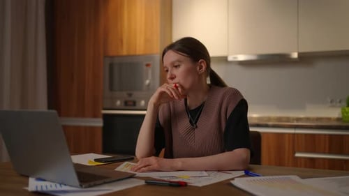 Business Woman Working From Home Caucasian Women Works From Home During the Coronavirus Crisis