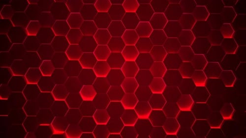 Abstract Red Hexagon Grid Technology Background Loop