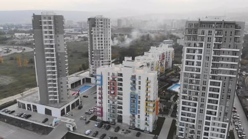 Aerial View Apartment Buildings In Tbilisi City (Dlog)