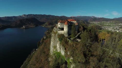 Aerial view of Bled castle