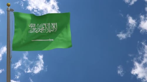 Saudi Arabia Flag On Flagpole