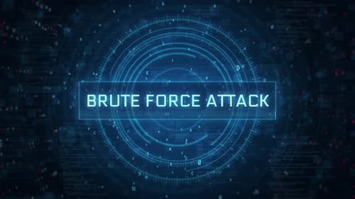 Brute Force Attack Text Title with Futuristic Glitch HUD
