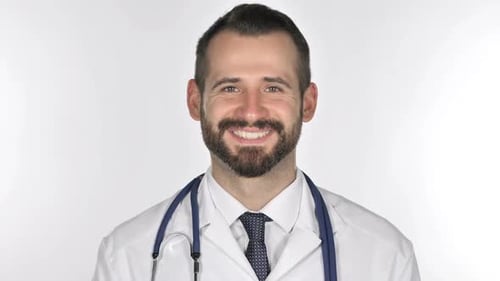 Smiling Doctor in White Coat with Stethoscope