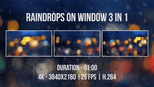 Abstract City Lights in Rain on Window at Night