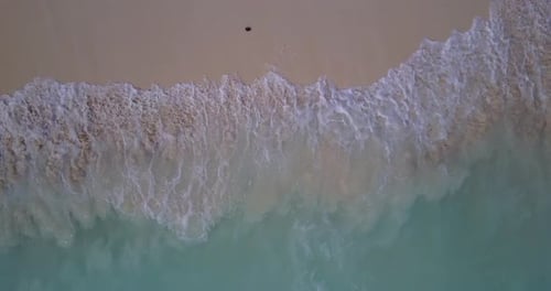 Tropical overhead copy space shot of a white paradise beach and blue water background in best qualit