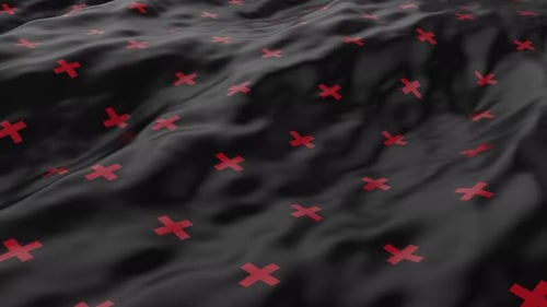 Red pattern of crosses on a black canvas