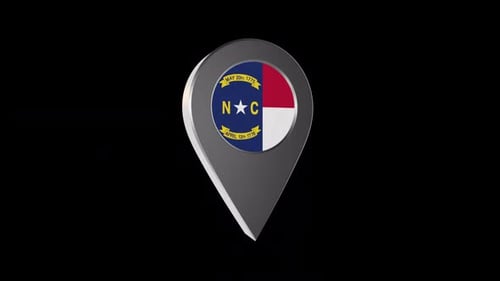 North Carolina Flag 3D Location Pin Animation