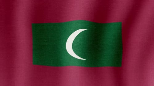 Maldives Flag Waving Realistic Fabric Animation