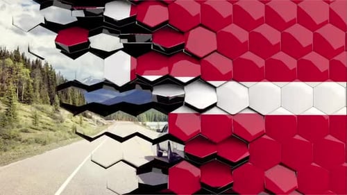 Denmark Flag Hexagon Transition - 4K Resolution