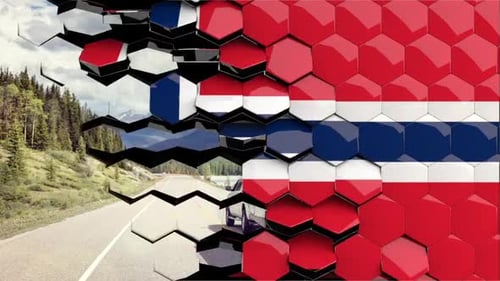 Norway Flag Hexagon Transition - 4K Resolution