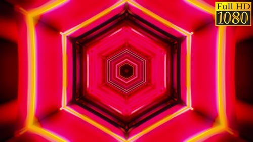 Abstract Neon Hexagon Tunnel Loop Background