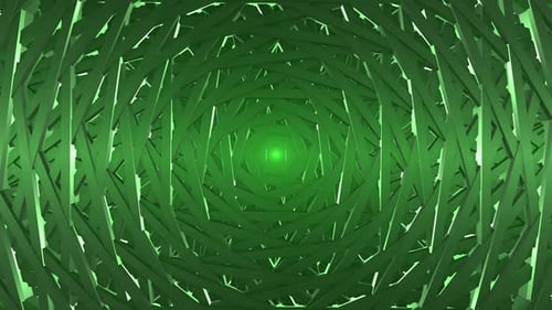Rotating Green Hexagonal Geometric Tunnel Loop