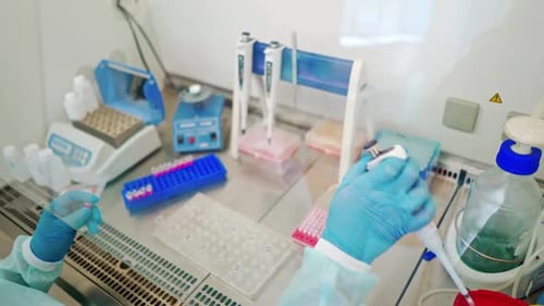 Scientist Performing Experiment in Laboratory Setting