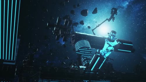 Blue and Black International Space Station in Outer Space