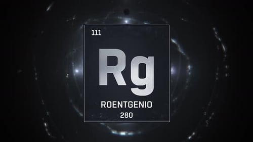 Futuristic Roentgenium Element Card Display with Sci-Fi Background