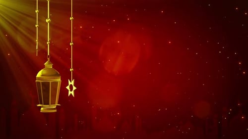 Elegant Golden Islamic Lantern and Stars Festive Background Animation
