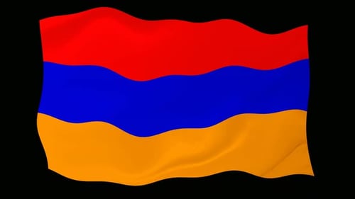 Waving Armenian Flag Animation on Transparent Background